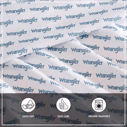Wrangler  Sheet Set  Breathable  Wrinkle Resistant Bedding  Includes Matching Sham  Pillowcases  Western Home Decor Stamped