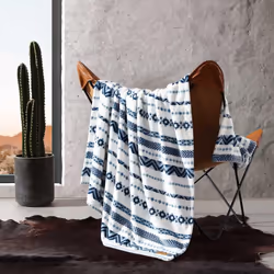 Wrangler - Throw Blanket  Soft Plush Fleece Bedding  Western Decor for Bed or Couch (Diamond Trail Blue  50"""" x 60"""")