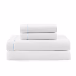 Tommy Hilfiger - Sheet Set Cotton Percale Bedding with Matching Pillowcases Crisp & Cool Solid Design with Hem Stripe (Whi ...