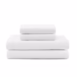 Tommy Hilfiger - Sheet Set Cotton Percale Bedding with Matching Pillowcases Crisp & Cool Solid Design with Hem Stripe (Whi ...