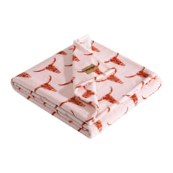 Wrangler - Throw Blanket  Soft Plush Fleece Bedding  Yellowstone Inspired  Western Decor for Bed or Couch (Steer Head Peach  50"""" x 70"""")