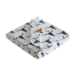 Wrangler - Throw Blanket  Soft Plush Fleece Bedding  Yellowstone Inspired  Western Decor for Bed or Couch (Plains Creek Blue  50"""" x 70"""")
