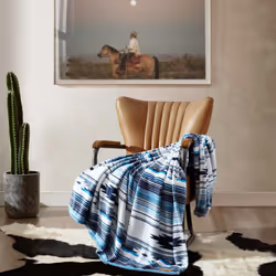 Wrangler - Throw Blanket  Soft Plush Fleece Bedding  Yellowstone Inspired  Western Decor for Bed or Couch (Coyote Sands Blue  50"""" x 70"""")