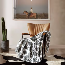 Wrangler - Throw Blanket  Soft Plush Fleece Bedding  Yellowstone Inspired  Western Decor for Bed or Couch (Cactus Garden Green  50"""" x 70"""")