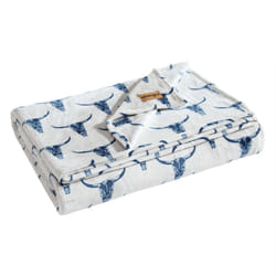 Wrangler - Blanket  Ultra Soft Plush Fleece Bedding  Yellowstone Inspired  Luxuriously Soft Bedding for Bed or Couch (Steer Head Blue  King)