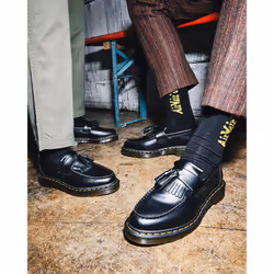Dr. Martens Unisex Adrian Loafer Shoes - Leather Upper - Kiltie Fringe Detail - Cushioned Footbed & Sole Black Smooth UK 6 (US Men's 7  US Women's 8)