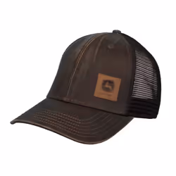 John Deere Tractors Men's Natural Leather Logo Hat  Brown and Black