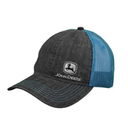 John Deere Tractors Women's Denim and Turquoise Embroidered Logo Baseball Cap