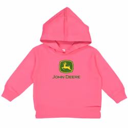 John Deere Youth Girl Hooded Sweatshirt-Hot Pink-L