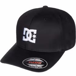 DC Shoes Mens Cap Star X-Fit Flexifit Curved Visor Baseball Cap Hat - L/XL, Black