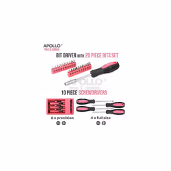 Apollo 170 Piece Pink Complete Household Tool Kit with Pink Tools, Wall Hanging Kit and Pink Tool Box for Everyday Tasks, DIY, Decorating &