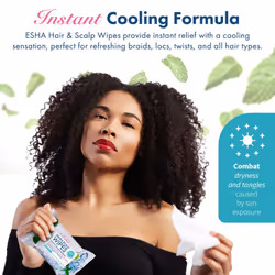 ESHA Hair & Scalp Wipes: Instant Cooling Refresh for Braids  Locs  Twists & All Hair Types - Stay Cool  Stylish  and Confident