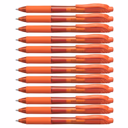 Pentel EnerGel-X Retractable Liquid Gel Pen (0.7mm) Metal Tip Orange Ink Box of 12 (BL107-F)