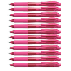 Pentel EnerGel-X Retractable Liquid Gel Pen (0.7mm) Metal Tip  Pink Ink  Box of 12 (BL107-P)