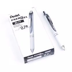 Pentel EnerGel Pearl Deluxe RTX Retractable Liquid Gel Pen  (0.7mm)  Accent  Black Ink  Box of 12 (BL77PW-A)