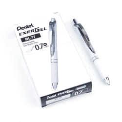 Pentel EnerGel Pearl Deluxe RTX Retractable Liquid Gel Pen  (0.7mm)  Accent  Black Ink  Box of 12 (BL77PW-A)