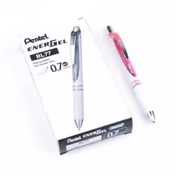 Pentel EnerGel Pearl Deluxe RTX Retractable Liquid Gel Pen  (0.7mm)  Accent  Pink Ink  Box of 12 (BL77PW-P)