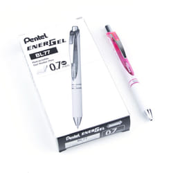 Pentel EnerGel Pearl Deluxe RTX Retractable Liquid Gel Pen  (0.7mm)  Accent  Pink Ink  Box of 12 (BL77PW-P)