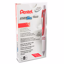 Pentel Gel Ink Pen  Pearl Retractable Gel Pen  (0.7mm) Medium Point  Needle Tip  Red Ink  12 pack (BLN77PW-B)