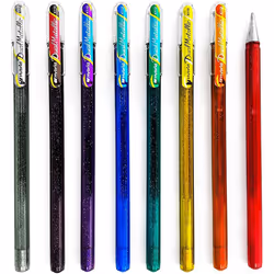 Pentel Hybrid - Dual Metallic - Liquid Gel Rollerball Pen - K110 - Black/ Metallic Red - Single