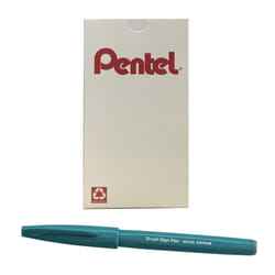 Pentel Arts Sign Pen Brush  Turquoise Green Ink  Box of 12 Pens