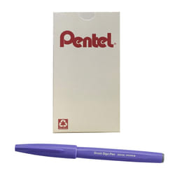 Pentel Arts Sign Pen Brush  Blue Violet Ink  Box of 12 Pens