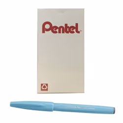 Pentel Arts Sign Pen Brush  Pale Blue Ink  Box of 12 Pens