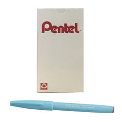 Pentel Arts Sign Pen Brush  Pale Blue Ink  Box of 12 Pens