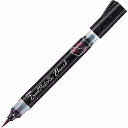 Pentel Arts - Dual Metallic Brush Pen - Single Blister - Black / Metallic Red