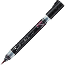 Pentel Arts - Dual Metallic Brush Pen - Single Blister - Black / Metallic Red
