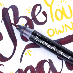 Pentel Arts - Dual Metallic Brush Pen - Single Blister - Black / Metallic Red