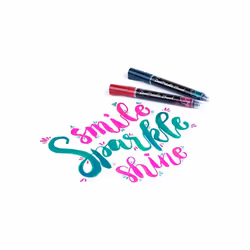 Pentel Arts - Dual Metallic Brush Pen - Single Blister - Green / Metallic Blue