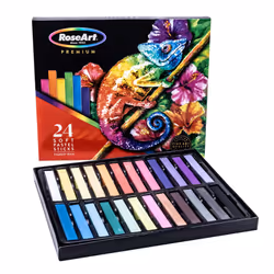 RoseArt Premium 24ct Long Soft Pastel Stick Set for Professionals - Pigment Rich  Full Size Pastel Sticks Vivid Colors