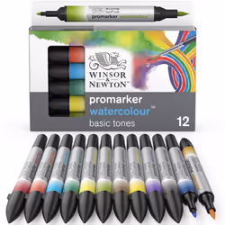 Winsor & Newton ProMarker Watercolor Marker Set  12 Count  Basic Tones