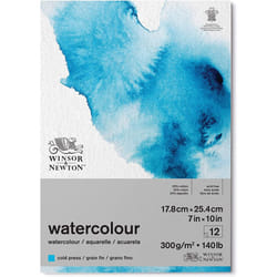 Winsor and Newton Watercolour Paper Pad, 17.8 x 25.4 cm, 12 Sheets, 300 g/mÂ², Glue Bound, Cold Pressed, Acid Free, Mixture of 25 Percent Cotton and