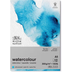 Winsor and Newton Watercolour Paper Pad, A5, 12 Sheets, 300 g/mÂ², Glue Bound, Cold Pressed, Acid Free, Mixture of 25 Percent Cotton and Cellulose
