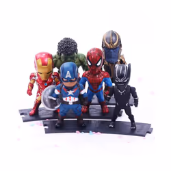 6pcs/set Marvel Avengers Black Panther  Thanos Ironman Spiderman Captain