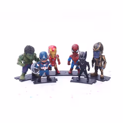 6pcs/set Marvel Avengers Black Panther  Thanos Ironman Spiderman Captain