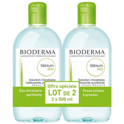 Bioderma Sebium H2O Micelle Solution, 2 x 500 ml