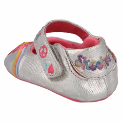 Baby Girls Skechers Pram Shoes Baby Bloom 89227N - Silver Textile - 6 Weeks - 3 Months - EU Size 6 Weeks - 3 Months - US Size 1