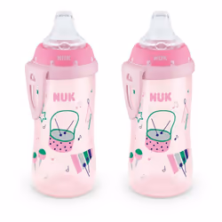 NUK Active Spill Proof Sippy Cup 10 oz 2 Pack 8+ Months Pink - BPA Free Spill Proof Sippy Cup