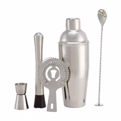 5-Piece Stainless Steel Bar Tool Set w/ 710-ml Shaker, Jigger, Strainer, Muddler