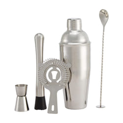 5-Piece Stainless Steel Bar Tool Set w/ 710-ml Shaker, Jigger, Strainer, Muddler