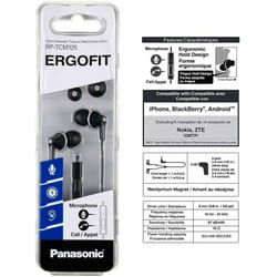 PANASONIC ErgoFit Earbud Headphones with Microphone RP-TCM125-K BLACK