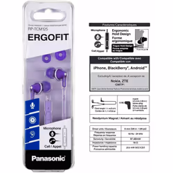 Panasonic ErgoFit Earbud Headphones Microphone Earphones Purple