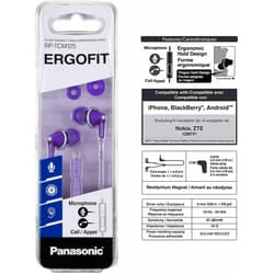 Panasonic ErgoFit Earbud Headphones Microphone Earphones Purple