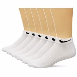 NIKE Unisex Performance Cushion Low Rise Socks with Band (6 Pairs) Wh