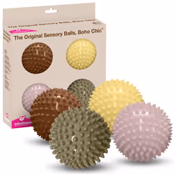 Edushape Sensory Balls for Baby - 4 Boho Chic Color Baby Balls That Help Enhance Gross Motor Skills for Kids Aged 6 Months an ...