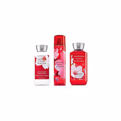 Bath & Body Works Japanese Cherry Blossom Set - Shower Gel 10 oz, Fragrance Mist 8 oz, Body Lotion 8 oz