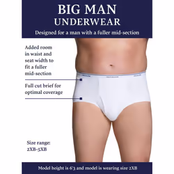 Fruit of the Loom mens Big and Tall Tag-free Underwear & Undershirts Briefs  Big Man - White Brief 3 Pack  XX-Large US